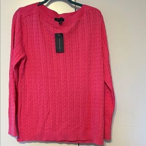 Tommy Hilfiger Women's Vibrant Pink Cable Sweater🆕
